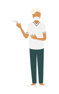 Platin sarışını kadın hemşirenin basit bir çizimi, Vector Illustration.