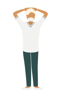 Elleri başının arkasında katlanmış, platin sarısı bir kadın hemşirenin basit bir çizimi, Vector Illustration