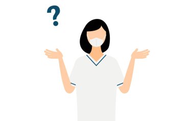 Siyah saçlı bir hemşirenin basit bir çizimi. Sorgulama, Vektör İllüstrasyonu.