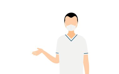 Geniş alınlı bir erkek hemşirenin basit bir çizimi, Vektör İllüstrasyonu