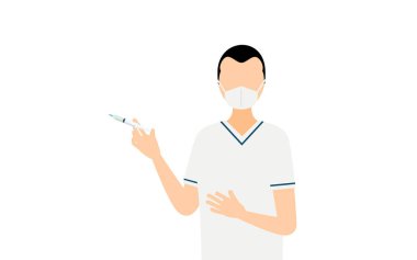 Geniş alınlı bir erkek hemşirenin basit bir tasviri.