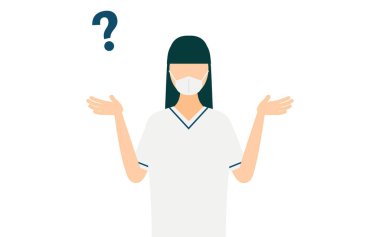 Uzun saçlı bir hemşirenin basit bir çizimi, Vektör Illustration.