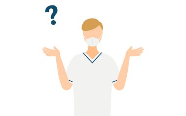 Kahverengi saçlı bir erkek hemşirenin basit bir tasviri, Vector Illustration