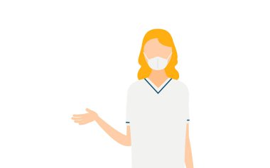 Gri kazaklı bir kadının basit bir tasviri, Vector Illustration