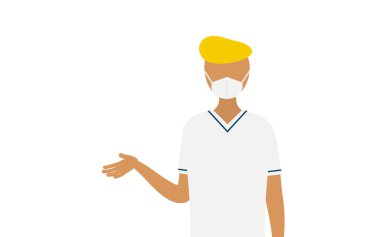 Vekil ile konuşan erkek bir hemşirenin basit bir çizimi, Vektör İllüstrasyonu