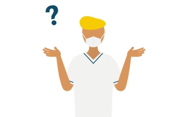 Vekil sorgusu olan erkek bir hemşirenin basit bir çizimi, Vektör İllüstrasyonu