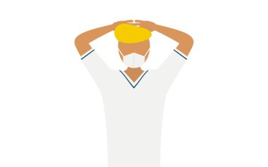 Elleri başının arkasında katlanmış vekil bir erkek hemşirenin basit bir tasviri, Vector Illustration