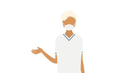 Platin sarışının basit bir çizimi. Kadın hemşire konuşuyor, Vector Illustration.