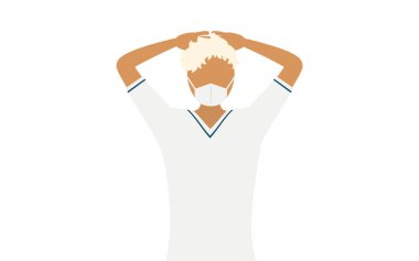 Elleri başının arkasında katlanmış, platin sarısı bir kadın hemşirenin basit bir çizimi, Vector Illustration