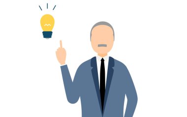 İş adamının iş elbisesi içindeki basit bir çizimi ilham verici fikirler, Vektör İllüstrasyonu