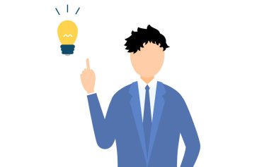 İş adamının iş elbisesi içindeki basit bir çizimi ilham verici fikirler, Vektör İllüstrasyonu