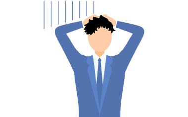 İş adamlarının basit bir tasviri. Kafası kuma gömülü, Vector Illustration.