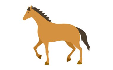 Yürüyen bir atın basit vektör çizimi, Vektör İllüstrasyonu