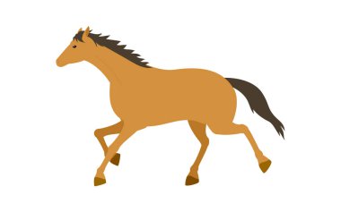 Koşan bir atın basit vektör çizimi, Vektör İllüstrasyonu