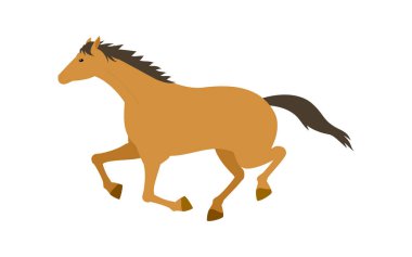 Koşan bir atın basit vektör çizimi, Vektör İllüstrasyonu