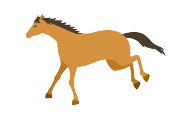 Koşan bir atın basit vektör çizimi, Vektör İllüstrasyonu