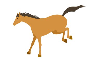 Atın atlayıp iniş yapmasının basit bir vektör çizimi, Vektör İllüstrasyonu