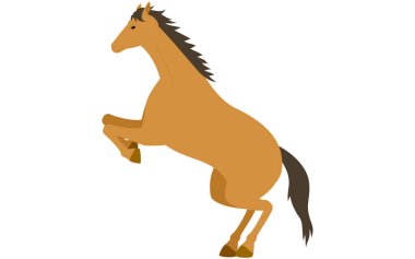 Atlamak için ayakta duran bir atın basit vektör çizimi, Vektör İllüstrasyonu