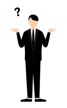 Yas tutan bir adamın basit bir tasviri, Vektör İllüzyonu.