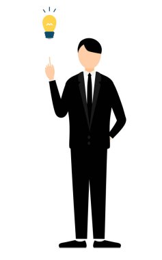 Yas tutan bir adamın basit bir tasviri ilham verici fikirler, Vektör İllüzyonu