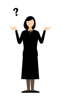 Yas tutan bir kadının basit bir tasviri, Vektör İllüzyonu.