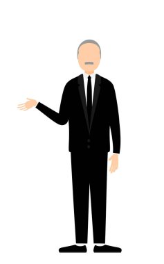 Yas tutan yaşlı bir adamın basit bir tasviri, Vektör İllüstrasyonu.