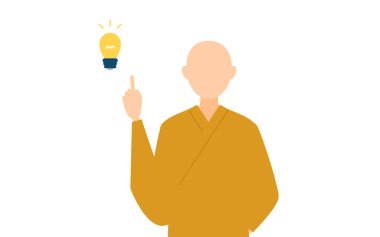 Budist bir keşişin ilham verici fikirlerinin basit bir gösterimi, Vektör İllüzyonu