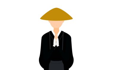 Bir Budist keşişin basit bir resmi Kollarını uzatır, Vektör İllüzyonu