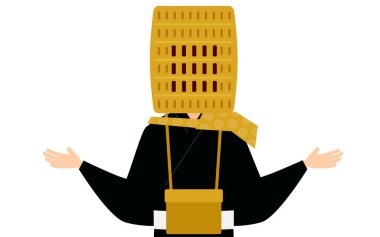 Bir Budist keşişin basit bir resmi Kollarını uzatır, Vektör İllüzyonu