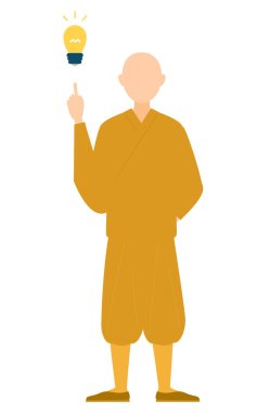 Budist bir keşişin ilham verici fikirlerinin basit bir gösterimi, Vektör İllüzyonu