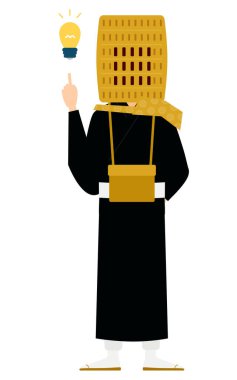 Budist bir keşişin ilham verici fikirlerinin basit bir gösterimi, Vektör İllüzyonu