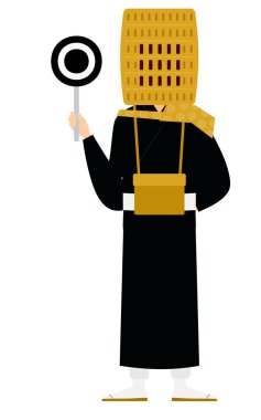 Maru çubuğu taşıyan Budist bir keşişin basit bir çizimi, Vektör İllüzyonu