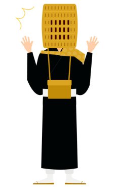 Şaşırmış bir Budist rahibin basit bir çizimi, kollarını açıyor, Vector Illustration