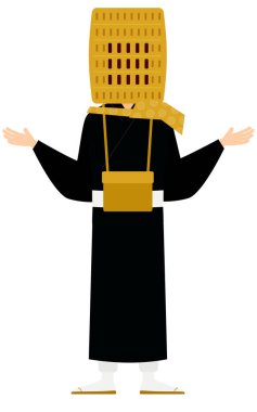 Bir Budist keşişin basit bir resmi Kollarını uzatır, Vektör İllüzyonu