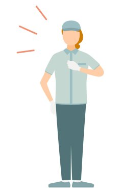 Başlık takan yaşlı bir kadının basit bir resmi. Göğsüne vurdu, Vector Illustration.