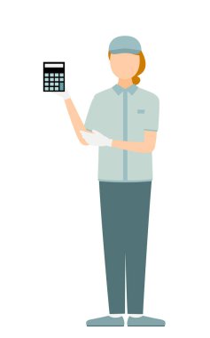 Bütçesini ve tahminini gösteren şapkalı yaşlı bir kadının basit bir çizimi, Vektör İllüzyonu