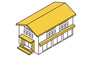 Bir spor salonunun, oditoryumun, mağazanın, kamu binasının, vb. basit çizgi çizimleri ile, Vektör İllüstrasyonu