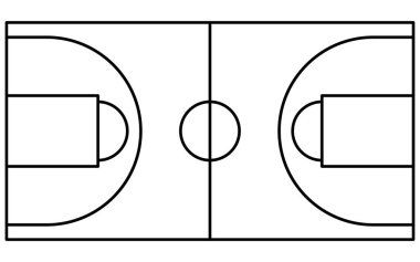 Basket sahasının basit bir çiziminin tasviri, Vector Illustration