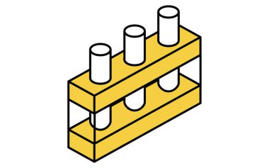 Test tüpü simgesinin basit çizgi çizimi, izometrik illüstrasyon, Vektör İllüstrasyonu