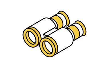 Dürbünün basit çizgi çizimi simgesi, izometrik illüstrasyon, Vektör İllüstrasyonu