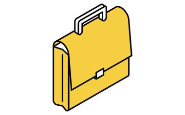 Bir okul çantasının basit çizgi çizimi simgesi, izometrik illüstrasyon, Vektör İllüstrasyonu