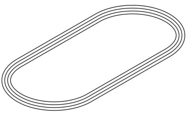 Bir parçanın basit bir çizgi çiziminin Isometric illüstrasyonu (400 metre), Vektör İllüstrasyonu