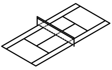 Tenis kortunun basit bir çizgi çiziminin Isometric çizimi, Vektör İllüstrasyonu