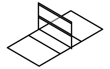 Voleybol sahasının basit bir çizgi çiziminin Isometric illüstrasyonu (6 oyuncu), Vektör İllüstrasyonu