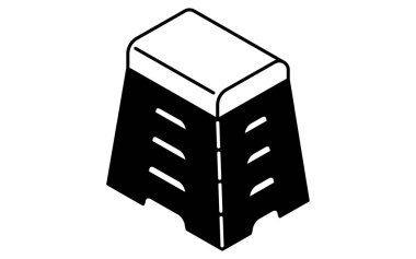 Bir atlama kutusunun basit çizgi çizimi simgesi, izometrik illüstrasyon, Vektör İllüstrasyonu