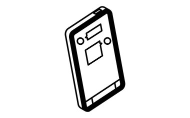 Akıllı bir telefon üzerinden biriyle iletişim kurmanın basit bir çizgi çizimi simgesi ve izometrik illüstrasyonuName