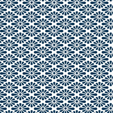 Kikubishi kasımpatı elmas, Japonların kusursuz desenli arka planı. Donanma mavisi geleneksel geometrik tekstil motifi. Kumaş, yüzey ve dekoratif kullanım için tekrarlanan tasarım, Vektör Resimleri
