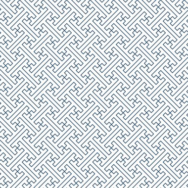 Sayagata kusursuz Japon geleneksel şablonu. Tekstil tasarımı, kültürel dekorasyon ve arkaplan dokusu için lacivert tonda gamalı haç tabanlı geometrik motifin tekrarı, Vektör İllüstrasyonu