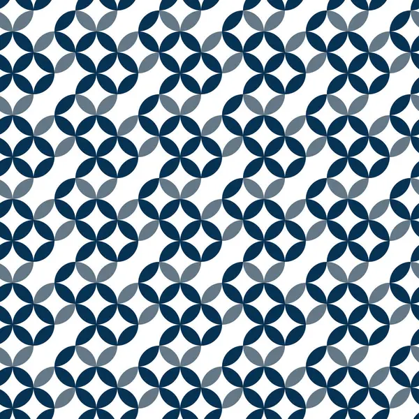 Yabure Shippo kusursuz Japon geleneksel düzeni. Kırık dairesel geometrik motif lacivert. Tekstil, dekorasyon ve kültürel temalar için tekrarlanan arkaplan tasarımı, Vektör İllüstrasyonu