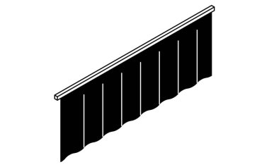 Geniş bir pencere perdesinin basit ve şirin izometrik çizgisi çizimi, Vektör İllüstrasyonu